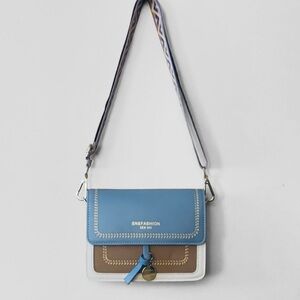Boho Colorblock Crossbody Bag with Geometric Strap –
